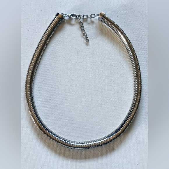 ON 34TH Silver-Tone Chunky Sanake‎ Chain Choker Neckace- Adjustable - Picture 1 of 4
